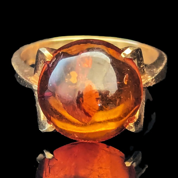 EINER BERNARD FEHRN Vintage Amber 14k Yellow Gold Statement Ring Retro Orange