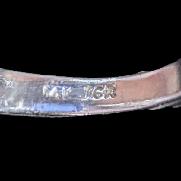 Estate 10ct Lab Created Pixel Cut Sapphire Diamonds 14k White Gold Cocktail Ring JCR maker's mark