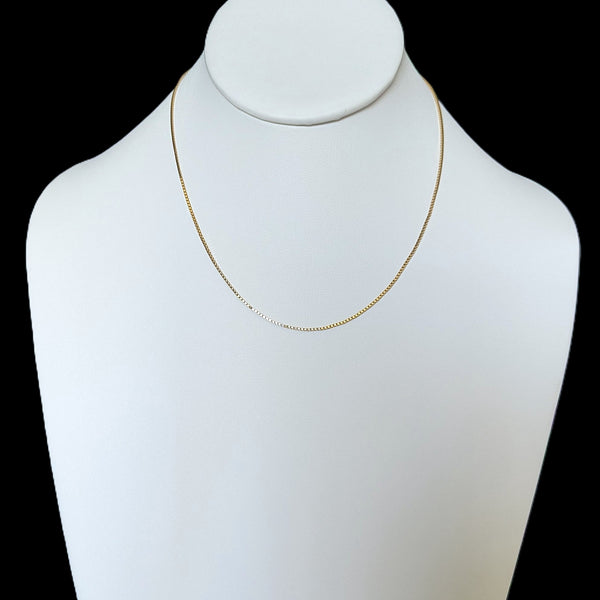 14K Yellow Gold Box Chain 16 Inches Long Estate Jewelry