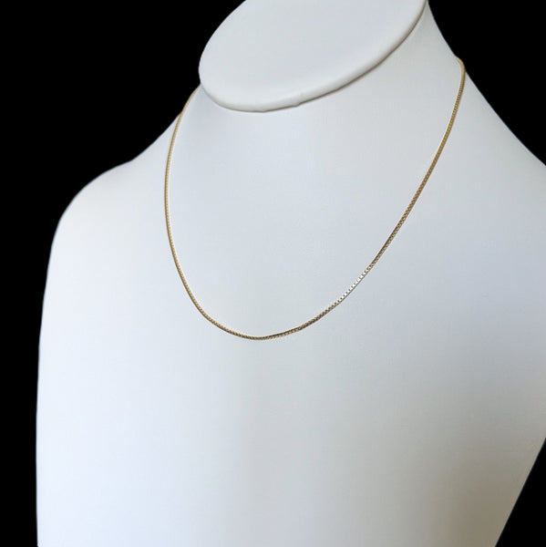 14K Yellow Gold Box Chain 16 Inches Long Estate Jewelry