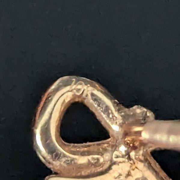 Estate Articulated Hearts & Bows Diamonds 10k Rose and White Gold Earrings Drops  10k hallmark