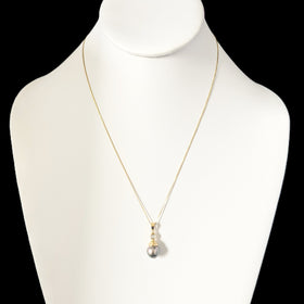 Halifax - Vintage Diamond Tahitian Pearl 14k Yellow Gold Necklace