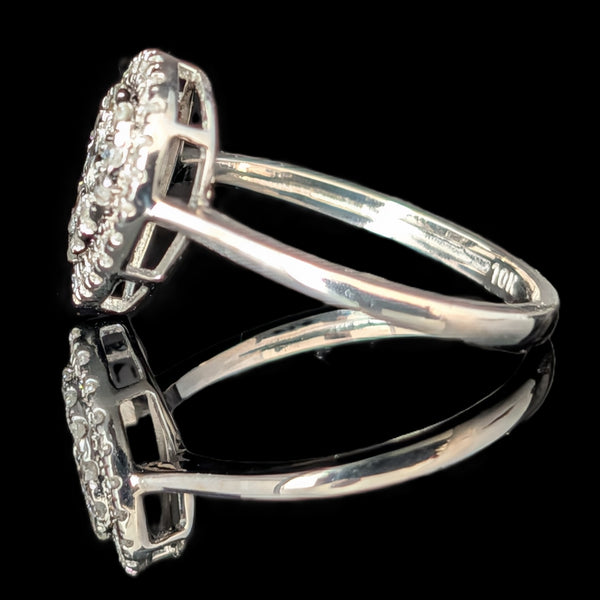 Estate Diamonds 10k White Gold Ring Statement or Engagement Teardrop Vintage 