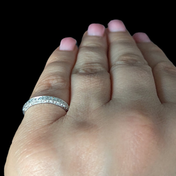 Estate Diamonds 10k White Gold Wedding Band Estate Bridal Anniversary Gift