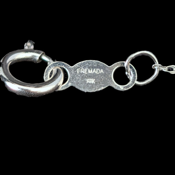 Estate Diamonds 14k White Gold Heart Necklace Vintage Pendant on Chain Gift fremada 14k maker's mark