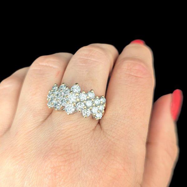 Estate Diamonds 14k Yellow Gold Cocktail Ring Wide Band Vintage Estate ZEI 