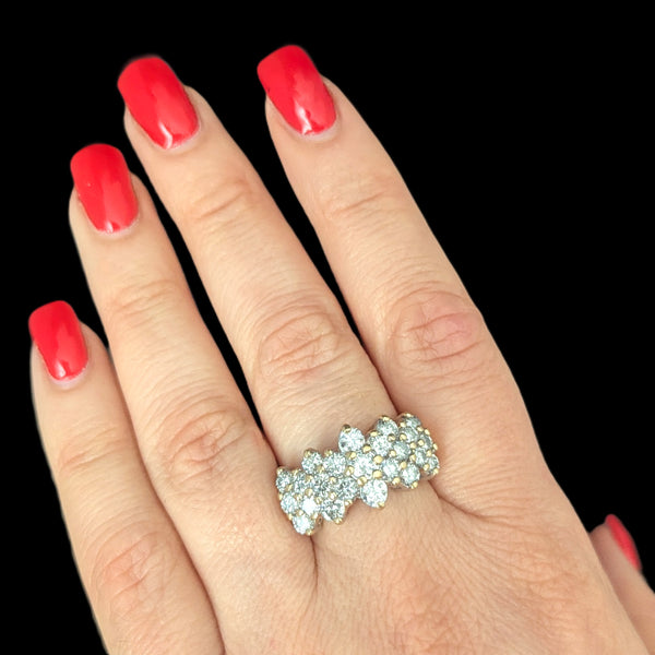 Estate Diamonds 14k Yellow Gold Cocktail Ring Wide Band Vintage Estate ZEI 