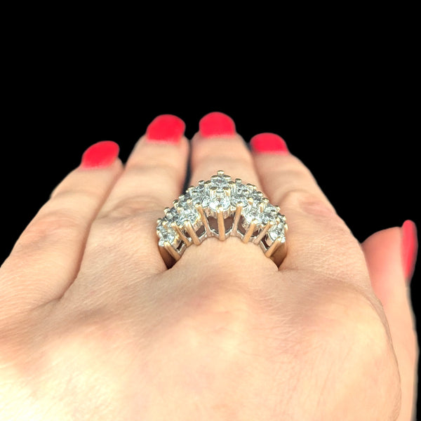 Estate Diamonds 14k Yellow Gold Cocktail Ring Wide Band Vintage Estate ZEI 