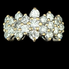 Estate Diamonds 14k Yellow Gold Cocktail Ring Wide Band Vintage Estate ZEI 