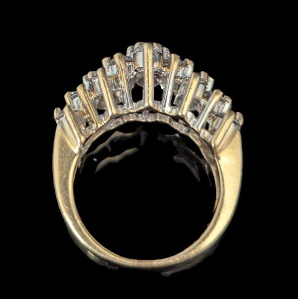 Estate Diamonds 14k Yellow Gold Cocktail Ring Wide Band Vintage Estate ZEI 