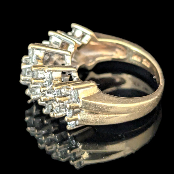 Estate Diamonds 14k Yellow Gold Cocktail Ring Wide Band Vintage Estate ZEI 