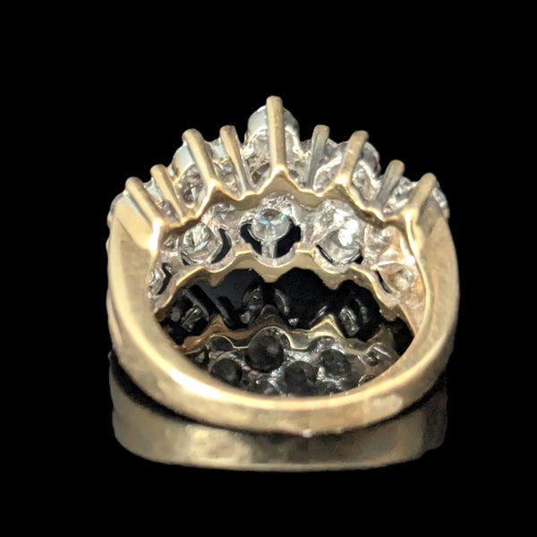 Estate Diamonds 14k Yellow Gold Cocktail Ring Wide Band Vintage Estate ZEI 