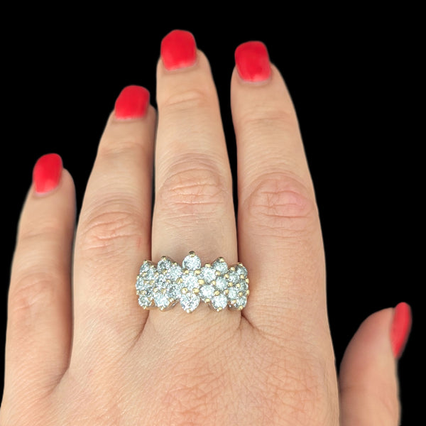 Estate Diamonds 14k Yellow Gold Cocktail Ring Wide Band Vintage Estate ZEI 