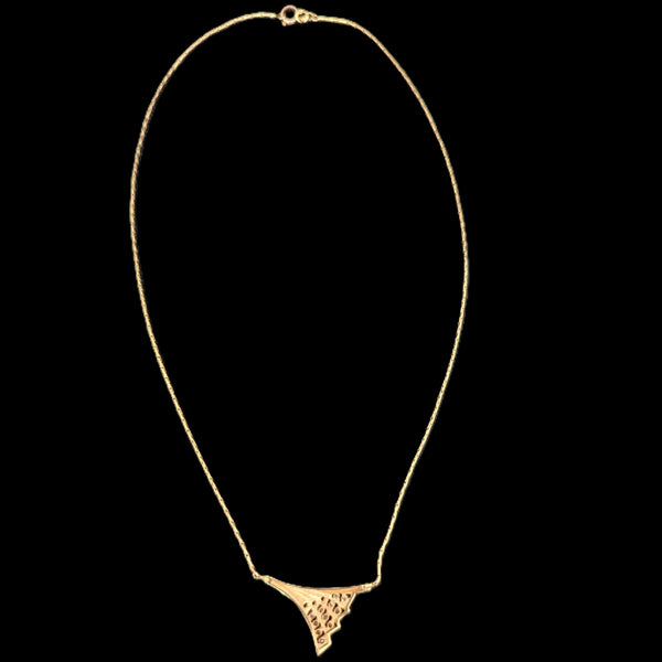 Estate Diamonds 14k Yellow Gold Wing Motif Necklace Pendant on Chain Vintage