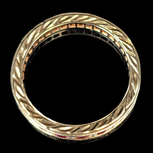 Estate Diamonds Rubies 14k Yellow Gold Eternity Band Ring Sz 7.5 Vintage Gift