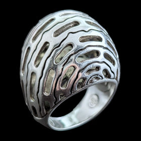 Estate JOHN HARDY Bamboo Cocktail Dome Ring 925 Sterling Silver Planted 2 Gift