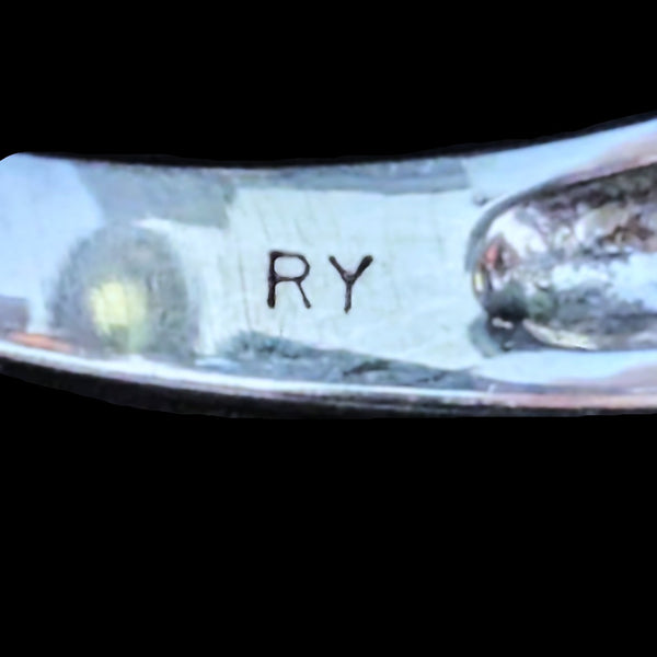 Estate Yellow Blue Sapphires Diamonds 14k White Gold Ring Band Vintage RY  makers mark
