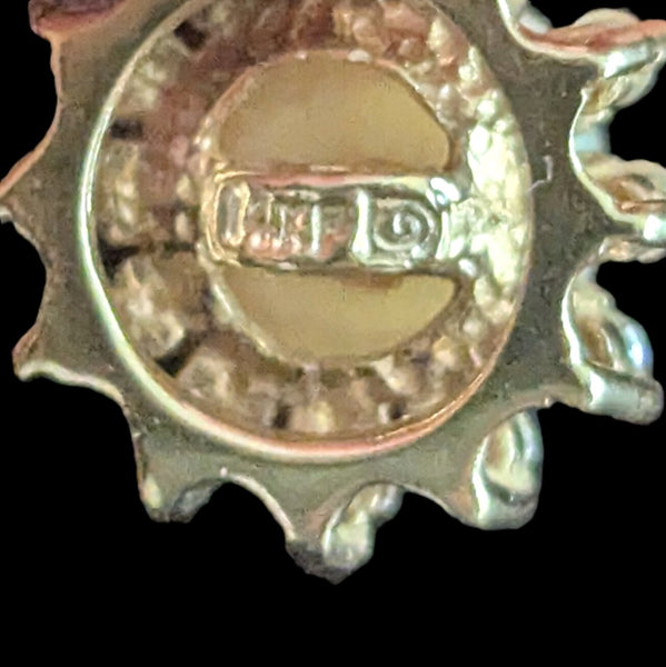 Estate Pearl Diamonds 14k Yellow Gold Halo Necklace Pendant on Chain Vintage hallmark maker's makr
