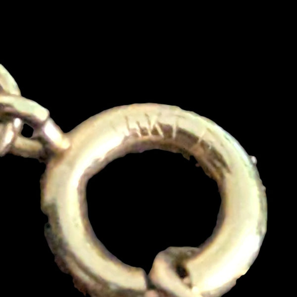 Estate Pearl Diamonds 14k Yellow Gold Halo Necklace Pendant on Chain Vintage hallmark