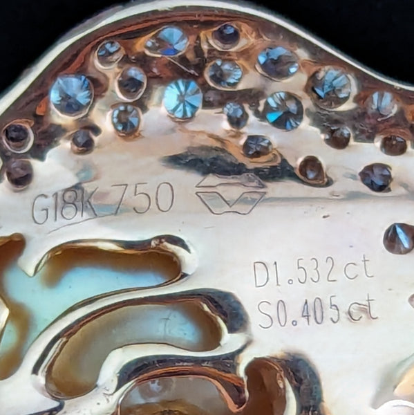 Estate Pearl Diamonds Pink Sapphires 18k Rose Gold Cocktail Ring Floral 