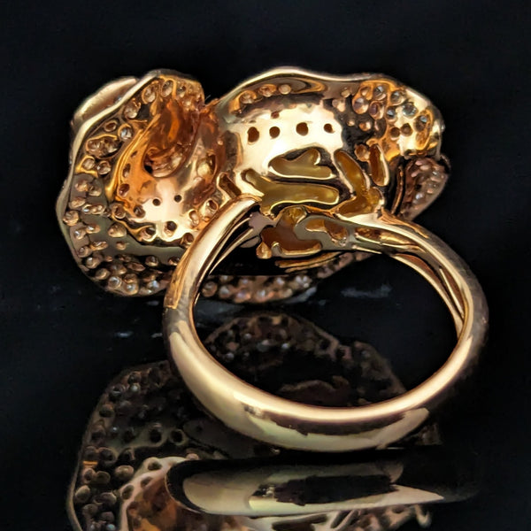 Estate Pearl Diamonds Pink Sapphires 18k Rose Gold Cocktail Ring Floral 