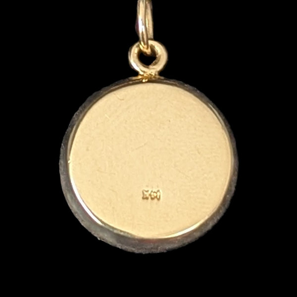 Estate Red M&M Candy Pendant 14k Yellow Gold Resin Gift Pop Art