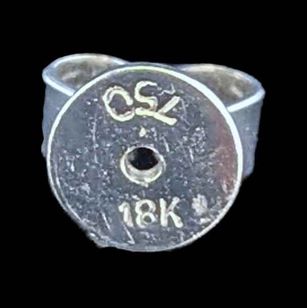 Estate Rubies Diamonds 18k White Gold Earrings Studs Baguette Rnd Cuts Vintage hallmarks on back