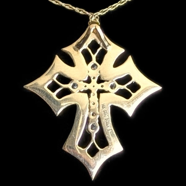 Estate SONIA B Diamonds 14k Yellow Gold Cross Necklace Pendant Sonia Bitton
