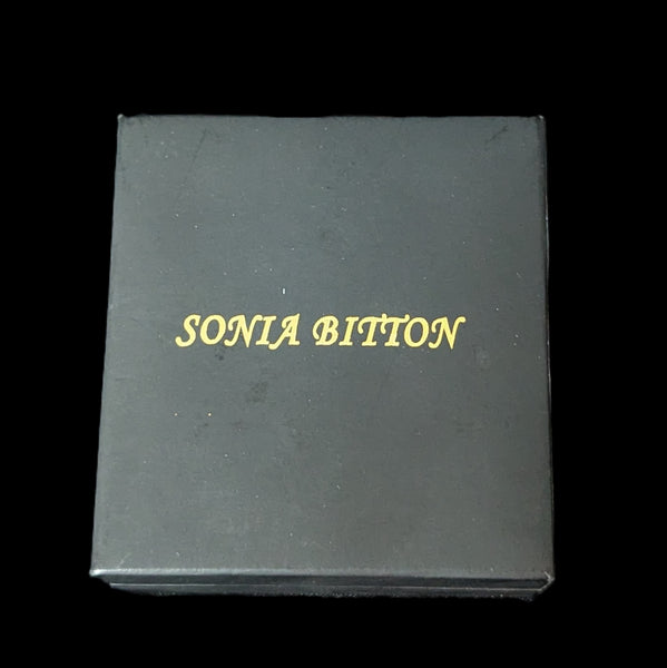 Estate SONIA B Diamonds 14k Yellow Gold Cross Necklace Pendant Sonia Bitton original box