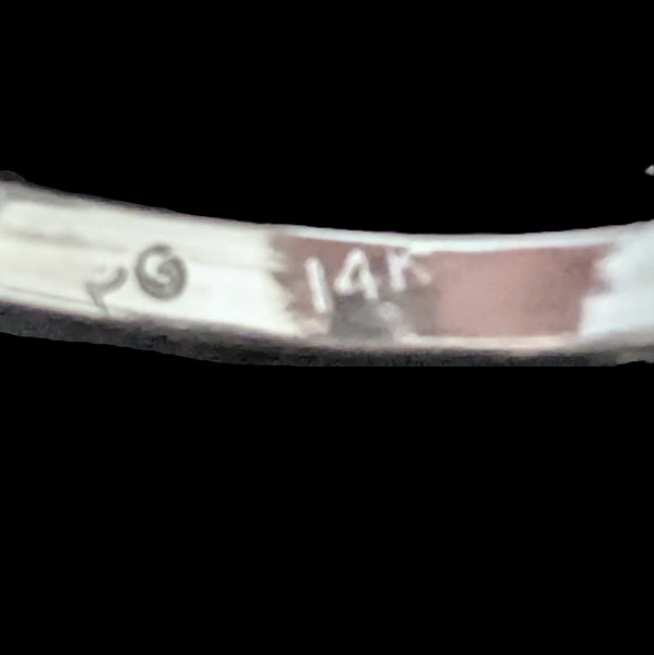 Estate Sapphire Diamonds 14k White Gold Halo Ring Vintage Statement / Engagement hallmark maker's mark PG