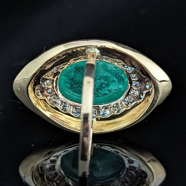 GIA 9.5 Carat Natural Emerald Diamonds 14k Yellow Gold Cocktail Ring Vintage
