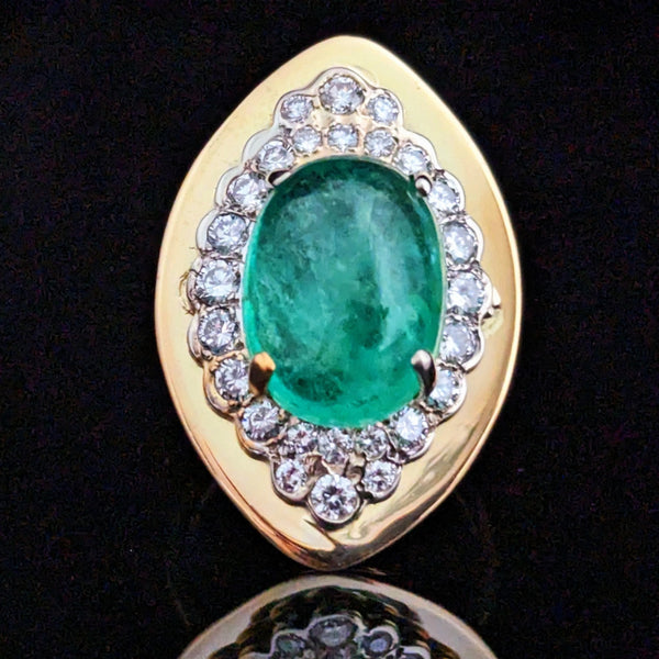 GIA 9.5 Carat Natural Emerald Diamonds 14k Yellow Gold Cocktail Ring Vintage
