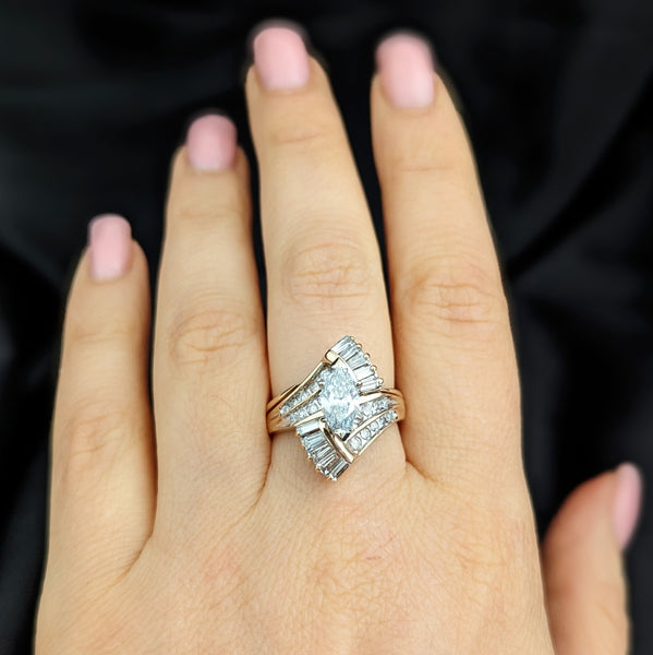 The Dobson - Vintage GIA Marquise Cut Daimond 14k Yellow Gold Cocktail Ring