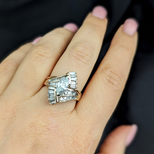 The Dobson - Vintage GIA Marquise Cut Daimond 14k Yellow Gold Cocktail Ring