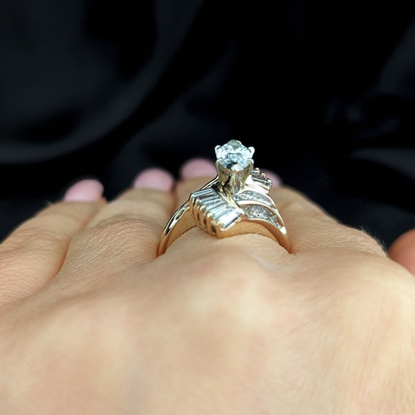 The Dobson - Vintage GIA Marquise Cut Daimond 14k Yellow Gold Cocktail Ring