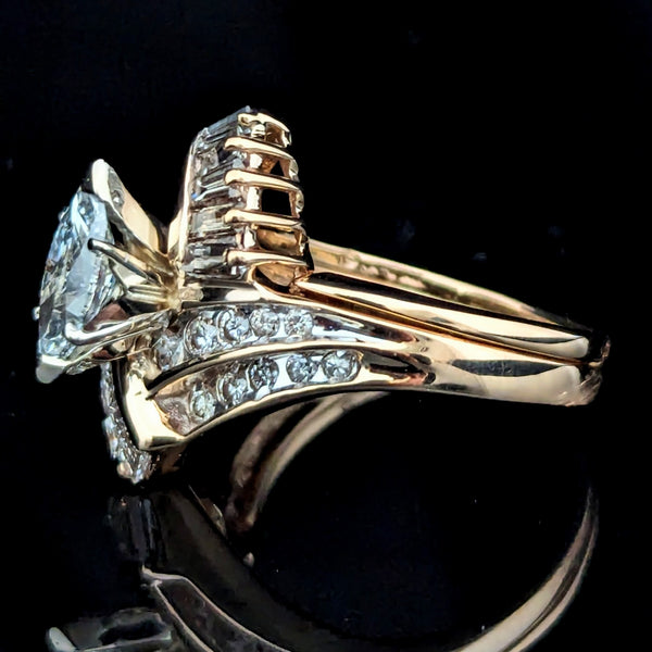 The Dobson - Vintage GIA Marquise Cut Daimond 14k Yellow Gold Cocktail Ring