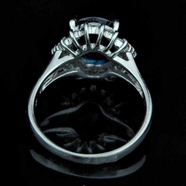 GIA Natural Sapphire Cut Diamonds Platinum Ring Statement or Engagement Estate 