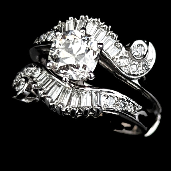 1950s GIA Vintage OMC VS1 J 2.07CT Diamonds 14k White Gold Ring Engagement Gift gia natural diamond report