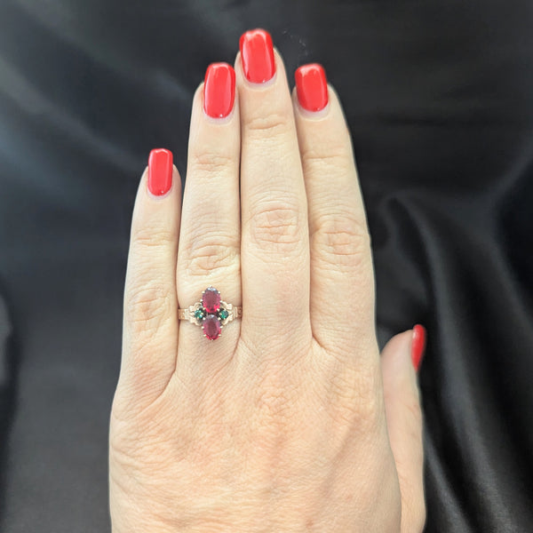 HEINTZ BROS Antique 10k Yellow Gold Paste Gemstone Ring Estate Early 1900s  HB Star maker's mark 