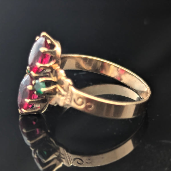 HEINTZ BROS Antique 10k Yellow Gold Paste Gemstone Ring Estate Early 1900s