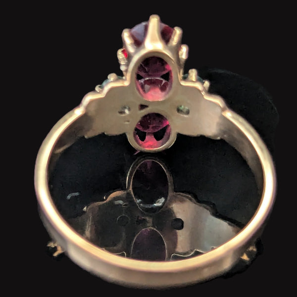 HEINTZ BROS Antique 10k Yellow Gold Paste Gemstone Ring Estate Early 1900s