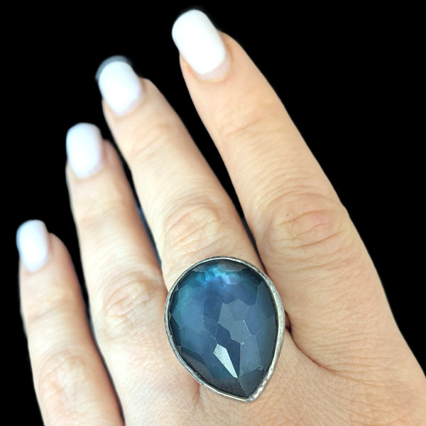 IPPOLITA Rock Candy Large Teardrop Teal Ring Sterling Silver 925 Estate Cocktail