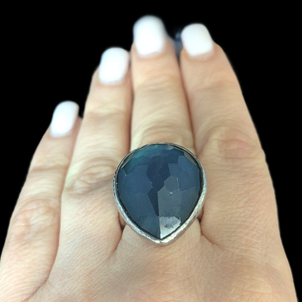 IPPOLITA Rock Candy Large Teardrop Teal Ring Sterling Silver 925 Estate Cocktail
