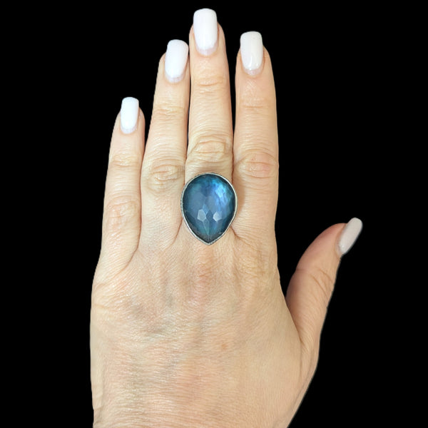 IPPOLITA Rock Candy Large Teardrop Teal Ring Sterling Silver 925 Estate Cocktail