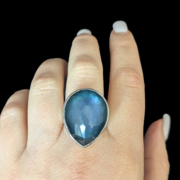 IPPOLITA Rock Candy Large Teardrop Teal Ring Sterling Silver 925 Estate Cocktail