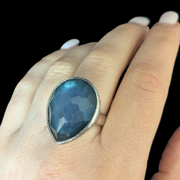 IPPOLITA Rock Candy Large Teardrop Teal Ring Sterling Silver 925 Estate Cocktail