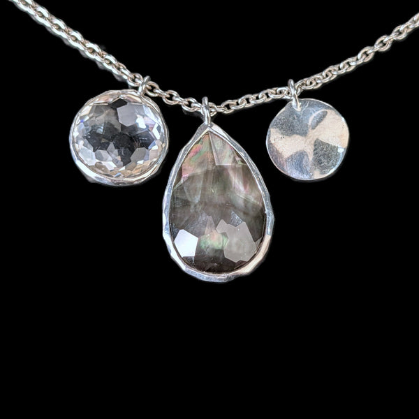 IPPOLITA Rock Candy Sterling Silver Triple Charm Necklace – Black Shell & Quartz