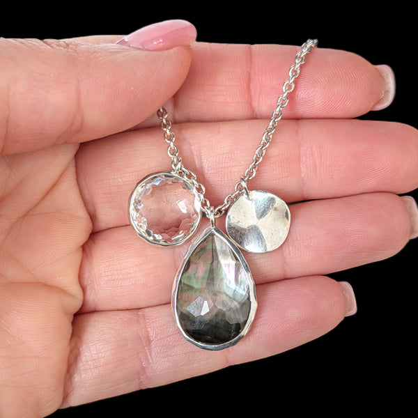 IPPOLITA Rock Candy Sterling Silver Triple Charm Necklace – Black Shell & Quartz