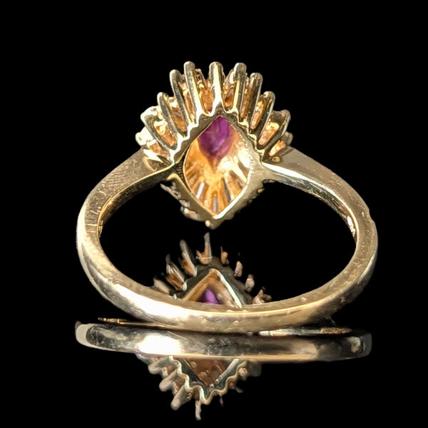 Vintage Ruby Diamonds 14k Yellow Gold Ballerina Ring Baguette Retro Estate 