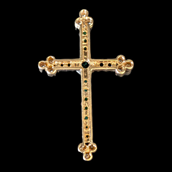 Kingston - Vintage Emerald Diamond 14k Yellow Gold Cross by Bita